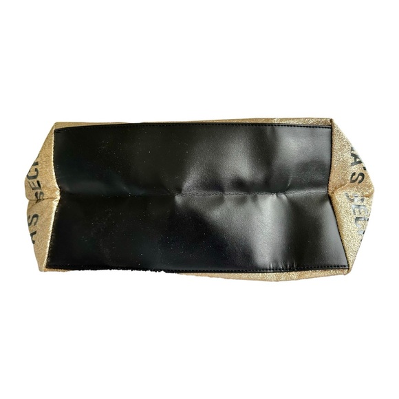 Victoria’s Secret Canvas & Gold Glitter Trim Tote Bag Zipper Top - Picture 7 of 14